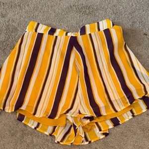 Adrienne Yellow and Purple Striped Women's Skorts perfect shorts for LSU games